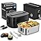Gamelle Chauffante, 100 W Lunch Box Chauffante Electrique, 1,5 L Gamelle Isotherme pour Repas Chaud, 12V/24V/220V Boite Repas pour Voiture Camion Bureau, Gamelle Chauffante Allume Cigare, Noir