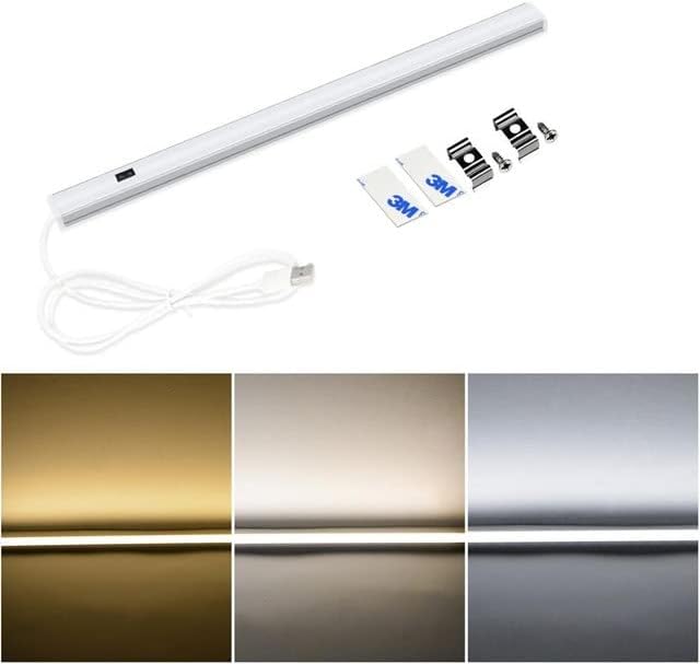 LED Lighting Indoor Kitchen Lamp USB Bar Light Closet Kitchen Sensor Lights Rigid Strip Hand Sweeping Control Bedroom Bathromm (USB 30cm 0.98ft, Warm White)