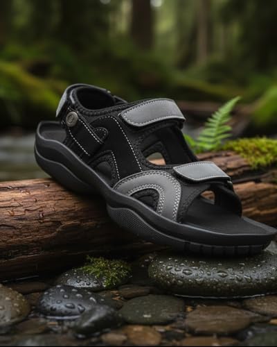 Image of Prolific Men's Casual Outdoor Sandals | Lightweight Comfort Sandals with Cushioned Sole | Durable Anti-Skid Velcro Strap Floaters for Men | Outdoor & Dailywear