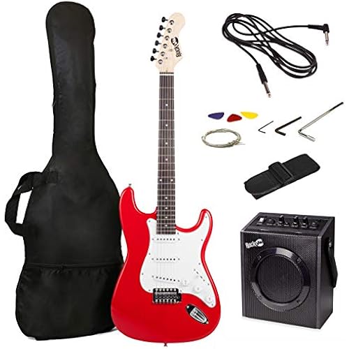 RockJam Full Size Electric Guitar Kit with 10W Amp & Gig Bag, Red