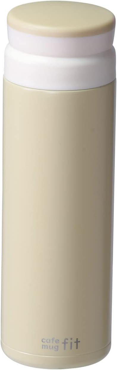Pearl Metal HB-6388 Water Bottle, Mug Bottle, 16.9 fl oz (500 ml), Ice Stopper, Hot and Cold Retention, Stainless Steel, Smoky Yellow, Cafe Mug Fit