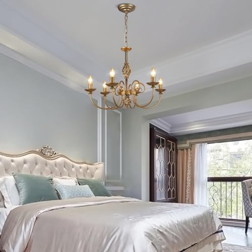 Sedelan 6-Light French Country Farmhouse Chandelier, 23.62" Vintage Antique Brass Rustic Candle Pendant Light, Adjustable Height E12 Lighting Fixture for Dining Room Kitchen Island Entryway Bedroom by Sedelan - Used condition - Image 3