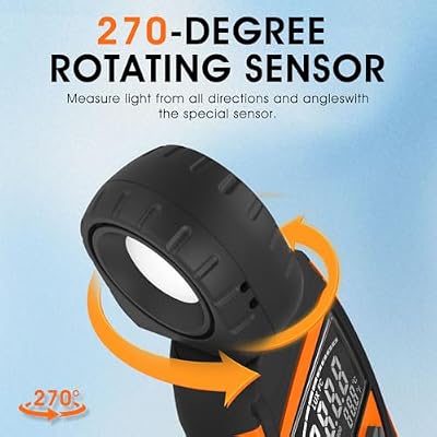 Illuminance Light Meter, Digital Lux Foot Candles Meter 0.1~400,000 Lux (0.1~40,000 FC) with 270o Rotatable Detector, Lumen Meter Luxmeter for Indoor Outdoor