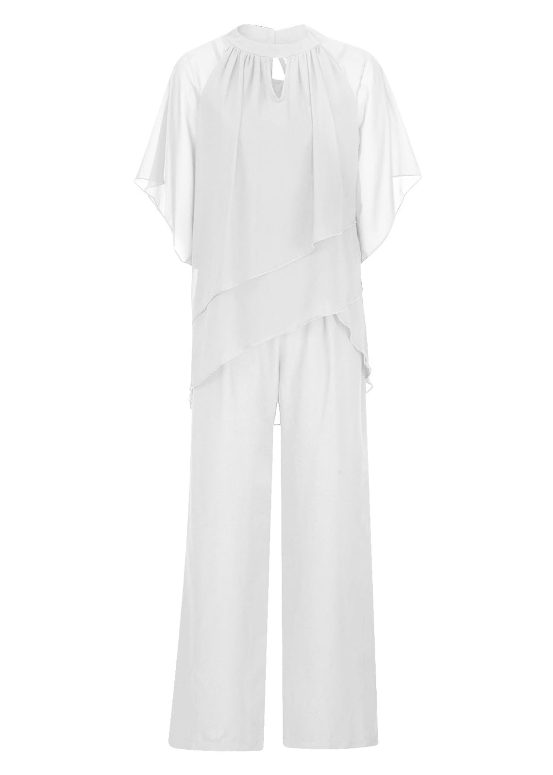 Traje de pantalón para mujer, de tul, juego de dos piezas con camisa de gasa y cintura alta, elegante, vintage, 2 piezas, para cóctel, fiesta, festivo, traje de noche para mujer
