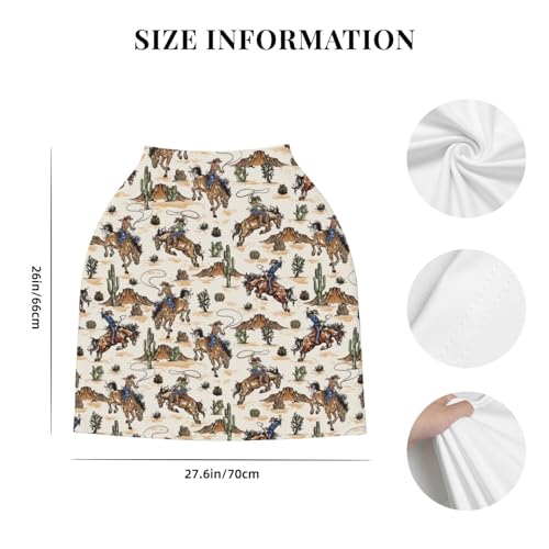 Image of Western Cowboy Cactus Baby Stuff Car Seat Cover for Baby,Mom Nursing Breastfeeding Covers,Multi-Use Car Seat Canopy Carrier Cover,Stroller Cover Newborn Shower Gift for Boys Girls