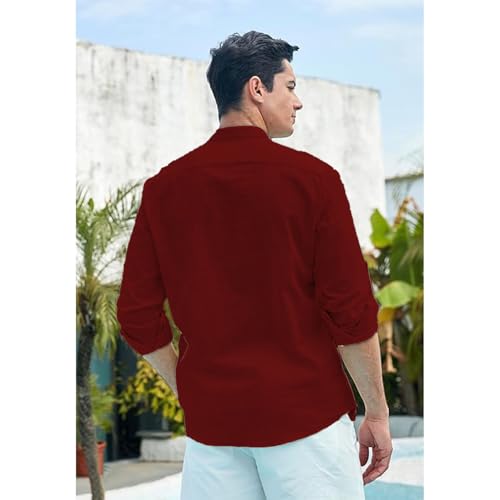 Image of Vida Loca Men Full Sleeve Solid Cotton Blend Straight Slim Fit Kurta Shirt for Men's.