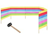 Ferocity Windschutz 10m lang Sichtschutz Lang für Strand Garten See Meer Wind Schutz Blickschutz + Gummihammer GRATIS!!, Bunte Streifen [120]