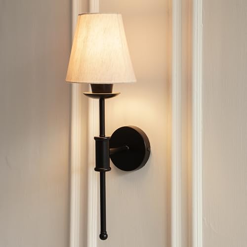 Image of Divine Trends Black Polished Spacer Wall Lamp with Off White Shade for Living Room, Bedroom, Home Decoration Wall Light - Pack of 1