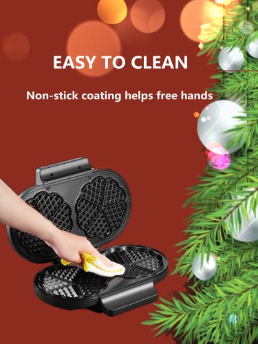 Waffeleisen Doppelt Herzwaffeln, Doppelwaffeleisen für Zwei klassische Waffeln, Einstellbare Temperaturkontrolle, Slim… – Bild 9