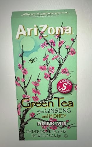 AriZona Zero Sugar Green Tea with Ginseng & Honey Powdered Drink Mix Sticks, 10 ct. Box
