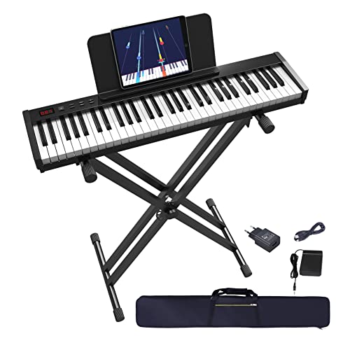 Piano à clavier 61 touches avec touches semi-lestées et support de clavier, support de piano électronique portable Interface USB MIDI et application de piano Bluetooth Clavier de piano pour débutants - Les Beatles, Paul McCartney, John Lennon, RIngo Starr, George Harrison Piano à clavier 61 touches avec touches semi-lestées et support de clavier, support de piano électronique portable Interface USB MIDI et application de piano Bluetooth Clavier de piano pour débutants