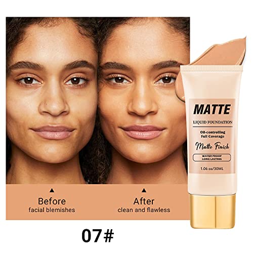 2Pcs Face Matte Concealer Liquid Foundation Makeup Set,Foundation Full Coverage For Mature Skin,Makeup For Ageing Skin To Smooth And Hide Pores,Waterproof Corrects Tattoo Concealer Foundation #TOP2