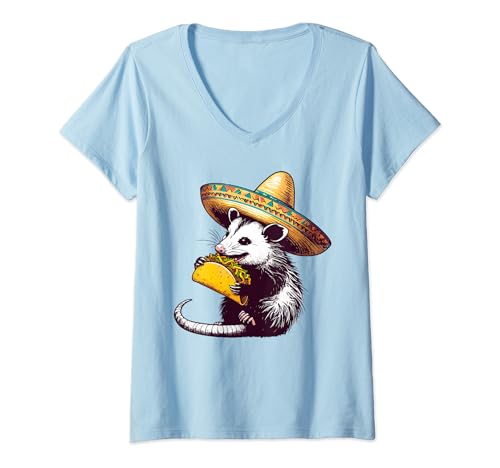 Mujer Taco Lover Opossum Animal Foodie Food Lover Regalo Hombres Mujeres Camiseta Cuello V