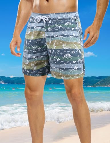 Men's Swimming Trunks with Soft Mesh Lining Retro Washed Summer Beach Shorts2