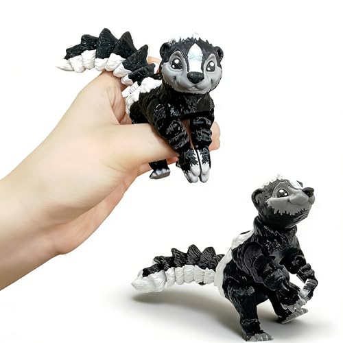MAVLENT 3D Printed Skunk, 3D Printed Animals and 3D Printed Toys, Flexible Articulated Skunk Figure for Desk Decor, Office Shelf Display, Collectible Animal Gift, Birthday Holiday Party Favor