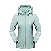 LGQ wasserdichte Damen Skijacke Große Einlagige Plus Samt Windjacke Winter Bergsteigerjacke Mit Kapuze Und Druck,Grün,L