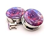 Screw on Plugs - Galaxy Plugs - Picture Plugs - 2g - 6mm - Sold As a Pair
