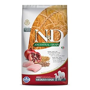 FARMINA N&D Ancestral Grain Dog Dry Premium Pet Food, Chicken & Pomegranate, Adult Medium & Maxi Breed, 2.5 Kgs
