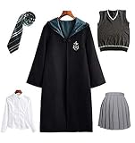 HUHUSW Zauberer Cosplay Kostüm, Kostüm Kinder Erwachsene Umhang Frauen gr hu Ravenclaw sl Outfit Set Cape Tie Shirt Rock Weste, Halloween Geschenkkleidung