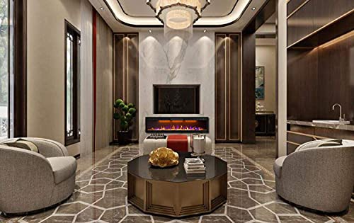 Mystflame 72 Inch Electric Fireplace - Ultra Slim Frame - In Wall Recessed & Wall Mounted - Multicolor Flame - Log & Crystal Hearth - 1500/750 Watt Heater - Remote Control & Touch Screen- Timer #TOP6