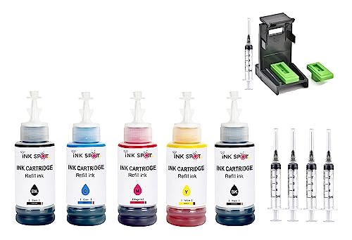 Refill Kit with Suction Tool Combo Pack of High Yield Inkjet Cartridge Ink Refill Compatible for HP and Canon Cartridge Printers - 100ml Per Bottle