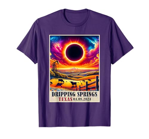 Dripping Springs Texas Total Solar Eclipse 2024 Vintage T-Sh