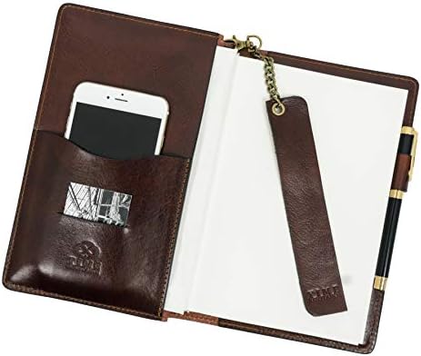 Time ResistanceBrown Leather Journal With Refillable A5 Notepad And Bookmark Notebook Cover With Pen Loop