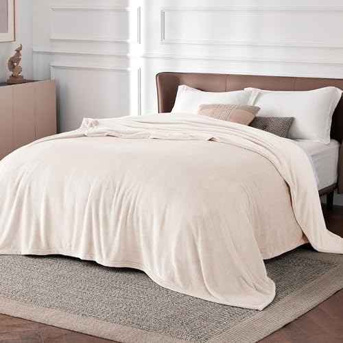 Image of Bedsure GentleSoft Fleece Bed Blankets Full Size Cream - Soft Lightweight Plush Fuzzy Cozy Luxury Blanket Microfiber, 84x90 inches