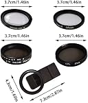 Cell Phone Filter Lens Kit, 37mm Close-Up+4, CPL Filter, ND2-400 Filter, Star Lens-6 Point with Lens Clip Cell Phone Lens Accessory Kit for Smartphone Camera
