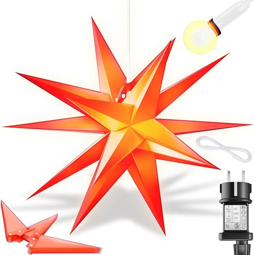 KESSER® 100cm Leuchtstern 3D, LED Weihnachtsstern mit Timer für...