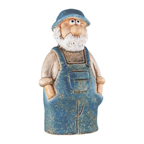 MF Maritime Zaunfiguren Set, 2 Seemänner aus Keramik, Blau-Weiß, 19 cm Höhe, Gartendekoration