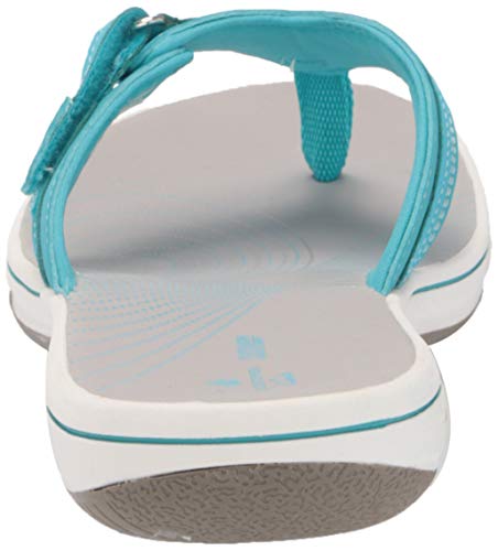 Clarks Women's Breeze Sea Flip-Flop, Aqua Synthetic 2, 8 #TOP2