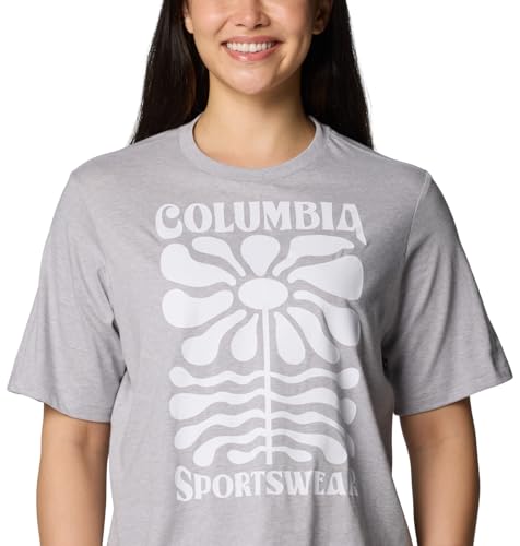 Columbia Columbia Women's North Cascades Relaxed Tee, Columbia Grey Heather/Floral Groove, X-Large