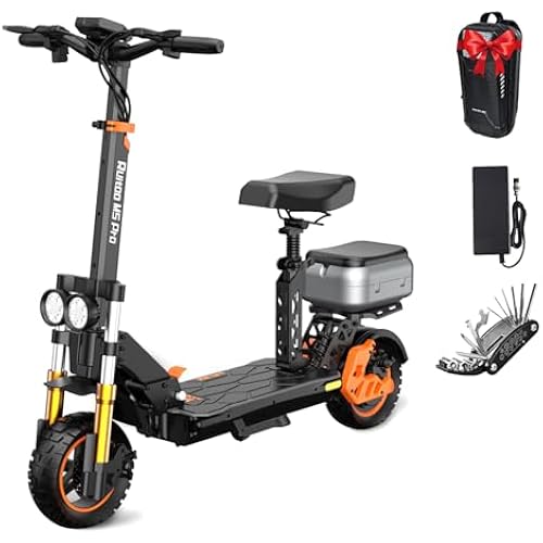 Electric Scooter Adults 1600 W Motor 50 Miles Long Range & 40 MPH Top Speed 10" Off Road Tire Folding E-Scooter 48V 27AH Battery Kick Scooter with Detachable Seat for Commuter Outdoor