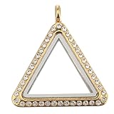 HOMSFOU Alloy Triangle Diy Photo Locket Pendant Openable Photo Box Pendant Locket Necklace for Women Vintage Style