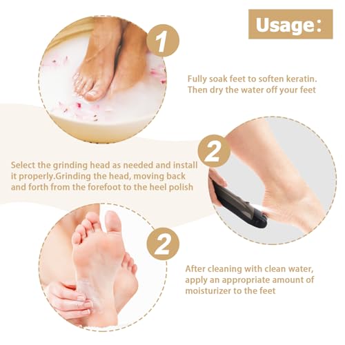 Hornhautentferner Elektrisch,Pediküre set Fußpflege Elektrisch mit 3 Ersatzrollen,IPX7 Wasserdichte,Elektrischer Hornhautentferner mit LED-Anzeige & Licht
