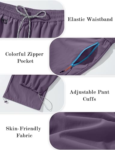 Image of FEOYA Waterproof Pants Women Light Rain Pants Parachute Drawstring Cuffs