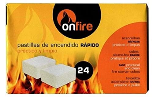 Onfire - Pastillas De Encendido Rápido Para Chimeneas Y Estufas, Caja Con 24 Unidades