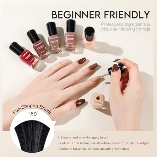 Morovan Brown Nail Polish Set: Fall Winter Nude Nail Polish Kit Regular Air Quick Dry Fingernail Polish Pack for Women Nail Art Design Gift Holiday Party - Thumbnail 7
