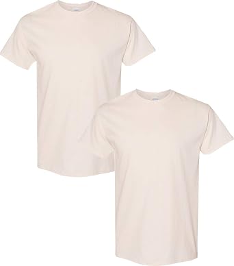 Gildan Mens Heavy Cotton T-Shirt, Style G5000, 2-Pack SML-Natural