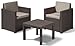 "Allibert by Keter" Balkonmöbel Set Victoria Balcony Set, braun/taupe, 3tlg., inkl. Sitz- und Rückenkissen, Kunststoff, flache Rattanoptik