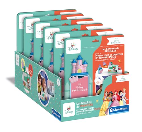 Clementoni | Disney – Les Histoires de Princesses pour Enfants 2+ | Recharge pour Projecteur Conteur d’Histoires Plus | 5 Contes Racontés et Projetés | Figurine Château Incluse | Disney Princess