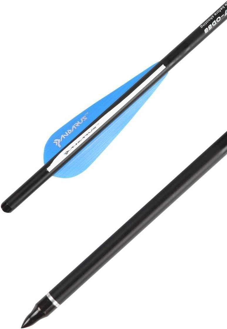 Archery Carbon Crossbow 17/20/22-Inch Arrows Bolt Crossbolt Fletched 4 Inch Vane with Field Point (Pack of12)