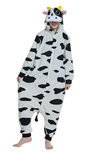 Fandecie Grenouillère Unisexe pour Adulte Animal Kugurumi comme déguisement ou Pyjama pour Taille 160-175 cm - Vache Laitière Cover
