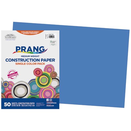 Image of Prang Construction Paper, 12 inch x 18 inch, Bright Blue, 50 /Pack, 25 Packs | Formerly SunWorks, Class Pack, 1250 Sheets Total, P7507