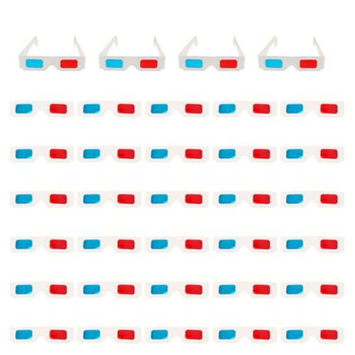 FRCOLOR 100Pcs Disposable 3D Anaglyph Glasses Red Blue Cardboard for Home Cinema Party Entertainment Lightweight Movie Glasses