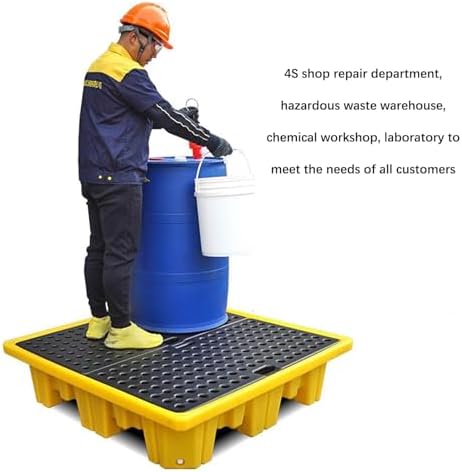 Drum Spill Platform, Spill Containment Platform, Static Spill Platform, Anti-Slip Modular Warehouses Factory Garage Polyethylene Pallet, Industrial Uses Leakproof Tray(13.39X13.39X2.56)