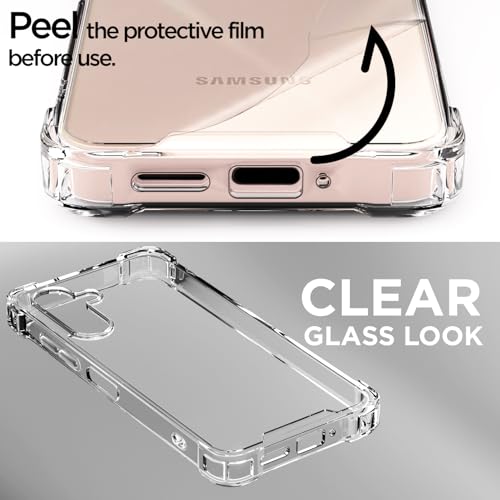 Image of Amazon Basics Back Cover for Samsung Galaxy M16 5G PC + TPU Clear Transparent Raised Edges Shockproof Protective Phone Bumper Case(Transparent)