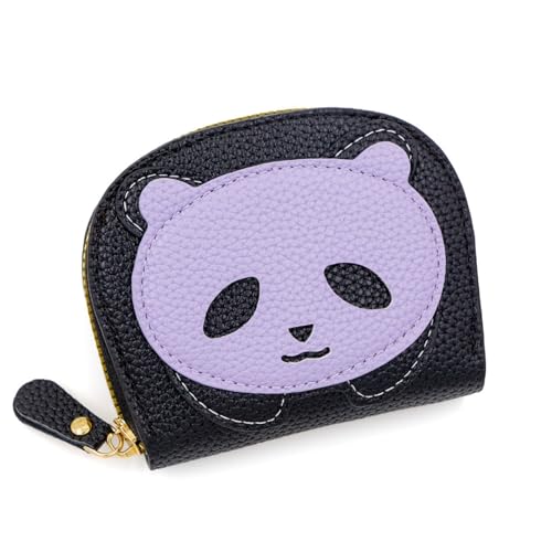 Cute Panda Shaped Bag Cartoon Universal Key Bag Coin Purse Card Holder(Purple)