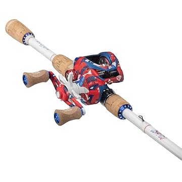 red white and blue baitcaster